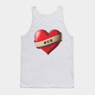 Nur - Lovely Red Heart With a Ribbon Tank Top